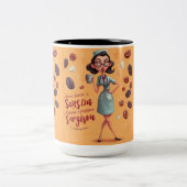 Funny 3D Illustration of a Stressed Doctor ツートーンマグカップ (中央)