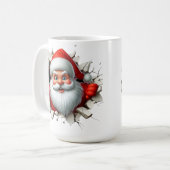 Funny 3D Santa Claus Christmas Holiday Design コーヒーマグカップ (正面左)