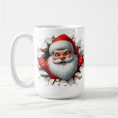 Funny 3D Santa Claus Christmas Holiday Design コーヒーマグカップ (左)