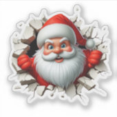 Funny 3D Santa Claus Christmas Holiday Design シール (正面)