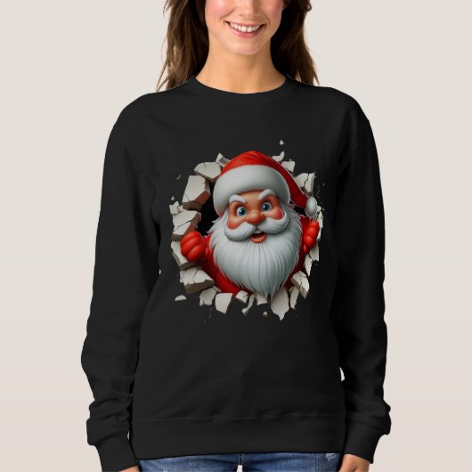 Funny 3D Santa Claus Christmas Holiday Design スウェットシャツ (正面)