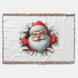 Funny 3D Santa Claus Christmas Holiday Design スローブランケット