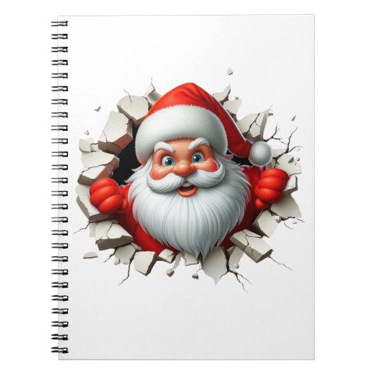 Funny 3D Santa Claus Christmas Holiday Design ノートブック (正面)