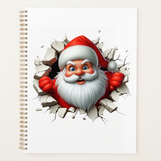 Funny 3D Santa Claus Christmas Holiday Design プランナー手帳 (正面)