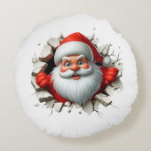 Funny 3D Santa Claus Christmas Holiday Design ラウンドクッション (裏面)