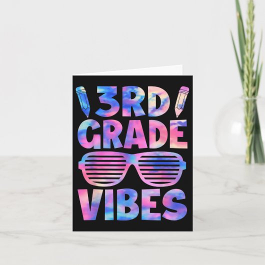 Funny 3rd Grade Vibes Tie Dye Back To School First カード (正面)