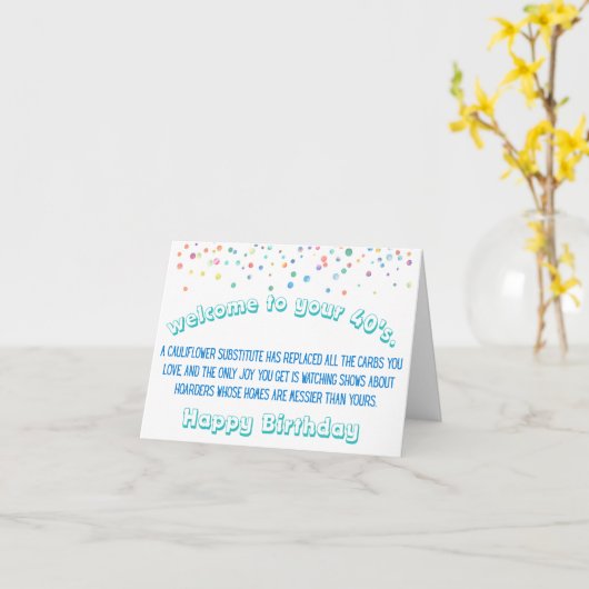 Funny 40 Birthday Card - 40th Birthday カード (黄色い花)