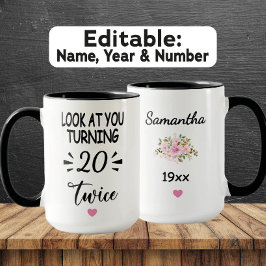 Funny 40th Birthday – Custom Name & Birth Year マグカップ