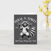 Funny 40th Birthday Est 1986 Feral &amp; Forty Rac カード (黄色い花)