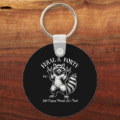 Funny 40th Birthday Est 1986 Feral &amp; Forty Rac キーホルダー (正面)