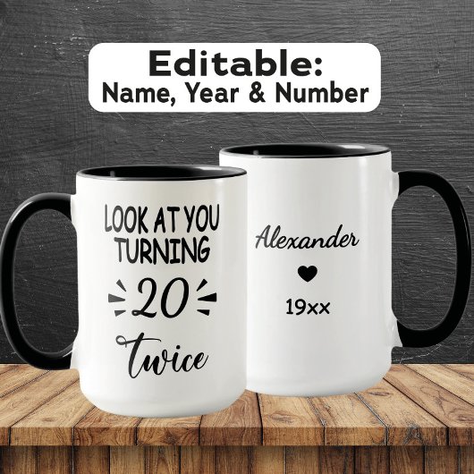 Funny 40th Birthday Mug – Custom Name & Birth Year マグカップ