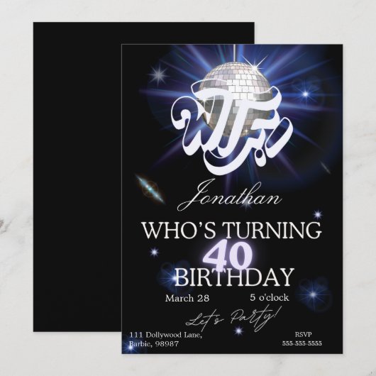 Funny 40th Birthday WTF Who’s Turning 40 Sarcastic 招待状 (正面/裏面)