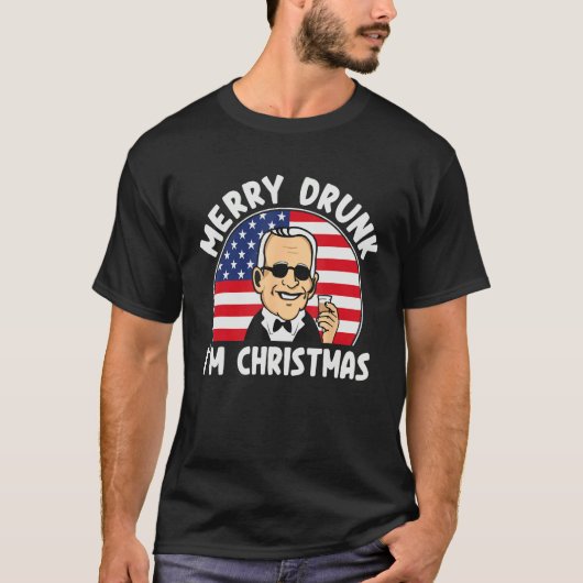 Funny 4th of July Merry Drunk I'm Christmas Men &  Tシャツ (正面)