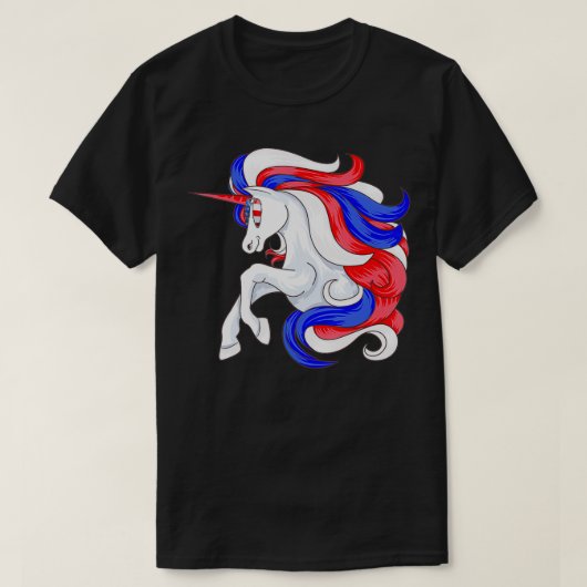 Funny 4th Of July Unicorn American Flag Patriotic Tシャツ (デザイン正面)