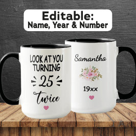 Funny 50th Birthday – Custom Name & Birth Year マグカップ