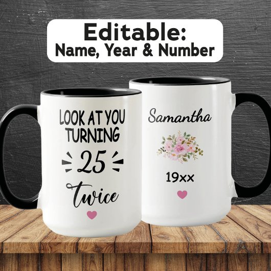 Funny 50th Birthday – Custom Name & Birth Year マグカップ