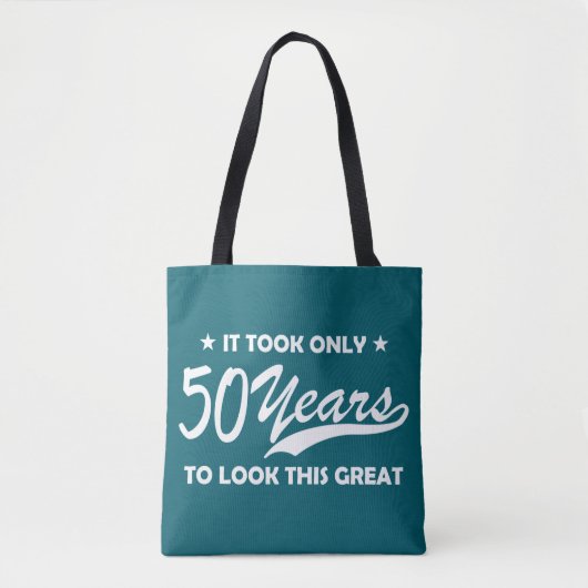 Funny 50th Birthday Retro Typography トートバッグ (正面)