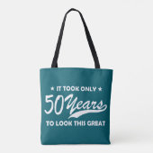 Funny 50th Birthday Retro Typography トートバッグ (裏面)