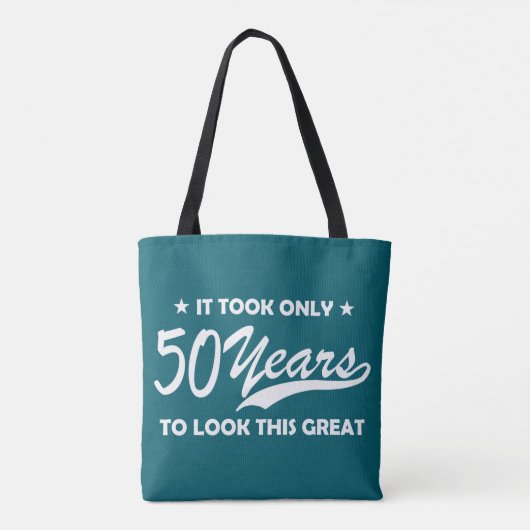 Funny 50th Birthday Retro Typography トートバッグ (裏面)