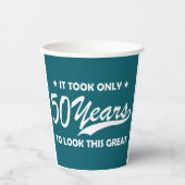 Funny 50th Birthday Retro Typography 紙コップ (正面)