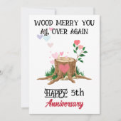 Funny 5th Wood Anniversary Card with Custom Photo 招待状 (正面)
