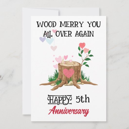 Funny 5th Wood Anniversary Card with Custom Photo 招待状 (正面)