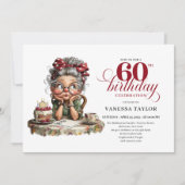 Funny 60th Birthday Invitation Old Lady Theme Card 招待状 (正面)