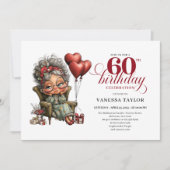 Funny 60th Birthday Invitation Old Woman Theme 招待状 (正面)