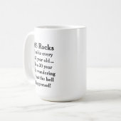 Funny “65 Rocks” Birthday コーヒーマグカップ (正面左)