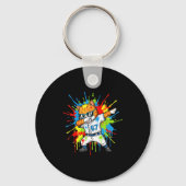 Funny 67 Baseball Dabbing Cat 6 7 Dripng Ice Cream キーホルダー (正面)