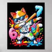 Funny 67 Baseball Dabbing Cat 6 7 Dripng Ice Cream ポスター (正面)