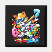 Funny 67 Baseball Dabbing Cat 6 7 Dripng Ice Cream マグネット (正面)