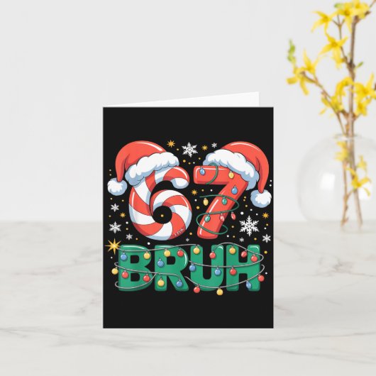 Funny 67 Bruh Christmas Design Meme Lights Candy C カード (黄色い花)