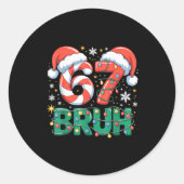 Funny 67 Bruh Christmas Design Meme Lights Candy C ラウンドシール (正面)