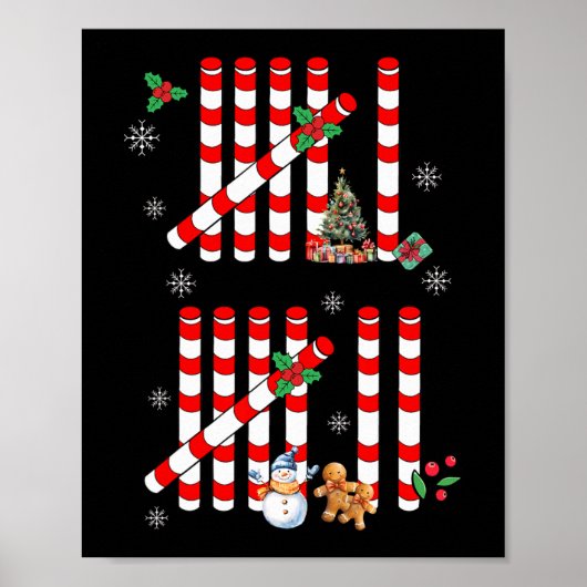 Funny 67 Candy Cane Tally Marks Christmas Six Seve ポスター (正面)