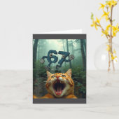 Funny 67 Cat Selfie 6 7 Brainrot Teen Boys Meme Ha カード (黄色い花)