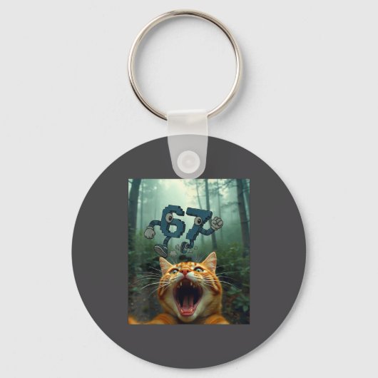 Funny 67 Cat Selfie 6 7 Brainrot Teen Boys Meme Ha キーホルダー (正面)