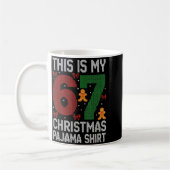 Funny 67 Christmas Pajama Meme Xmas Pjs For Family コーヒーマグカップ (左)