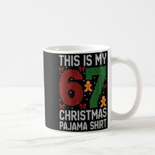 Funny 67 Christmas Pajama Meme Xmas Pjs For Family コーヒーマグカップ (右)