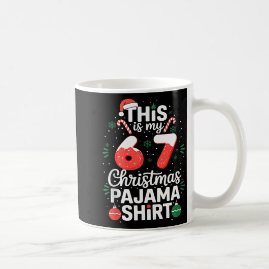 Funny 67 Christmas Pajamas Shirt Six Seven Meme Br コーヒーマグカップ (右)