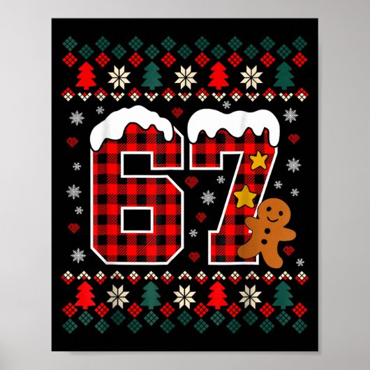 Funny 67 Christmas Pajamas Shirt Six Seven Meme Br ポスター (正面)