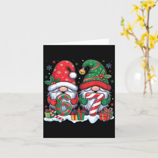 Funny 67 Christmas Pajamas Six Seven Meme 67 Gnome カード (黄色い花)