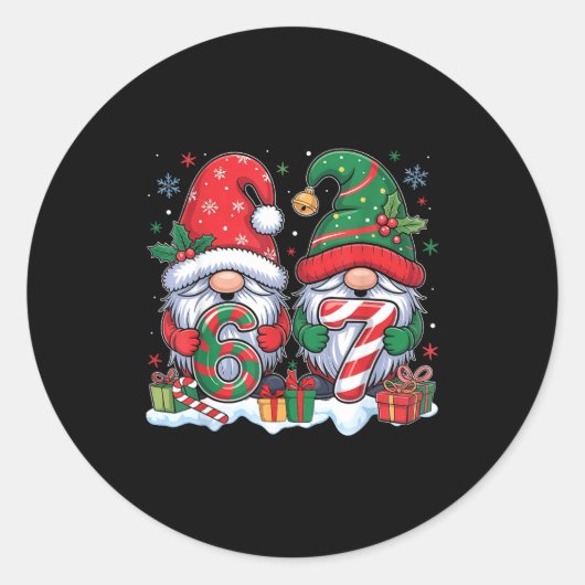 Funny 67 Christmas Pajamas Six Seven Meme 67 Gnome ラウンドシール (正面)