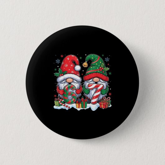 Funny 67 Christmas Pajamas Six Seven Meme 67 Gnome 缶バッジ (正面)