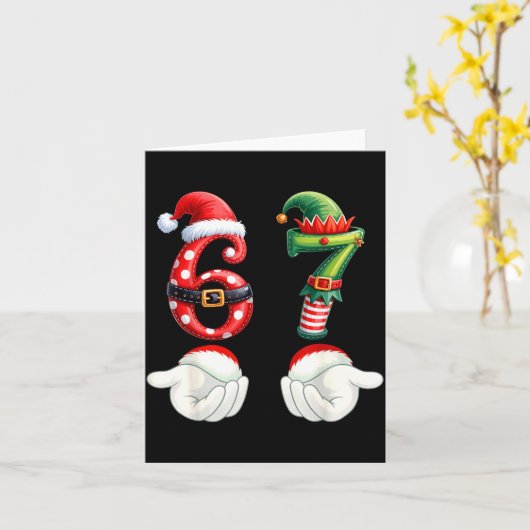 Funny 67 Christmas Pajamas Six Seven Meme 6 7 Elf  カード (黄色い花)