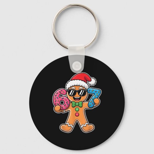 Funny 67 Christmas Six Seven Meme Xmas Gingerbread キーホルダー (正面)