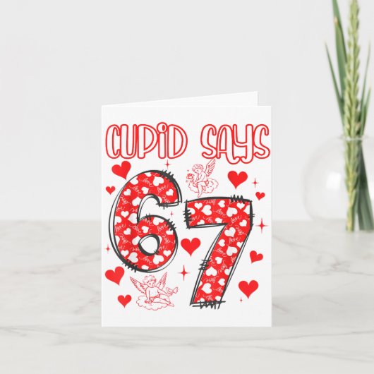 Funny 67 Cud Says 67 Valentine Couple Matching Six カード (正面)