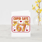 Funny 67 Cud Says 67 Valentine Couple Matching Six カード (黄色い花)