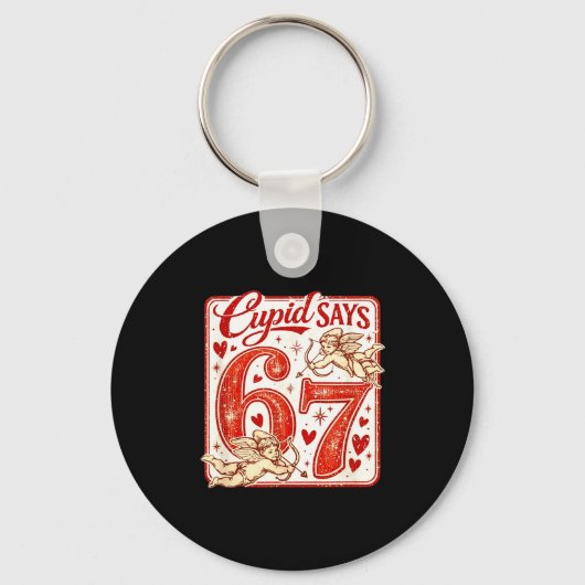Funny 67 Cud Says 67 Valentine Couple Matching Six キーホルダー (正面)