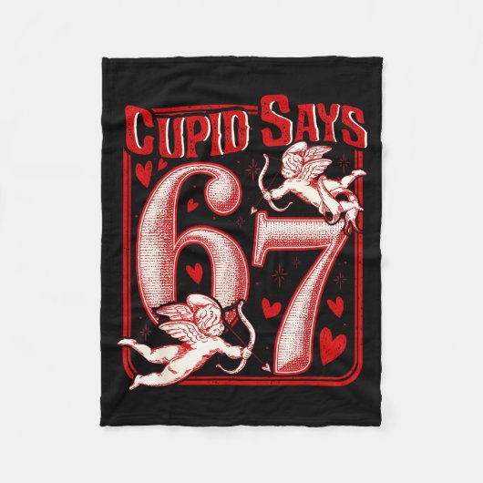 Funny 67 Cud Says 67 Valentine Couple Matching Six フリースブランケット (正面)
